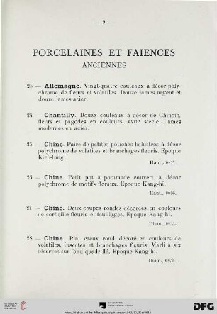 Porcelaines et faiences anciennes (Nr. 23-45)