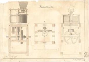 Wöhrle, Leo; Studentenarbeiten Polytechnikum München - Handmühle von Ovide (Ansicht, Schnitte)