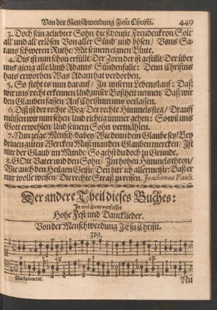 Der andere Theil dieses Buches: In welchem verfasset Hohe Fest- und Dancklieder.
