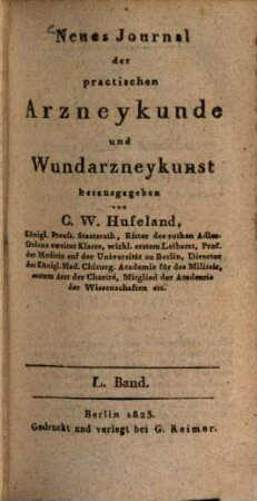 Journal der practischen Heilkunde. 57 = Bd. 50. 1823