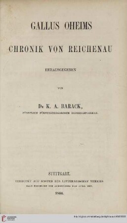 Gallus Oheims Chronik von Reichenau
