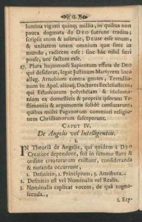 Caput IV. De Angelis vel Intelligentiis.