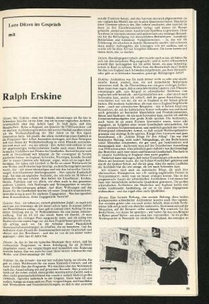 Lore Ditzen im Gespräch mit Ralph Erskine
