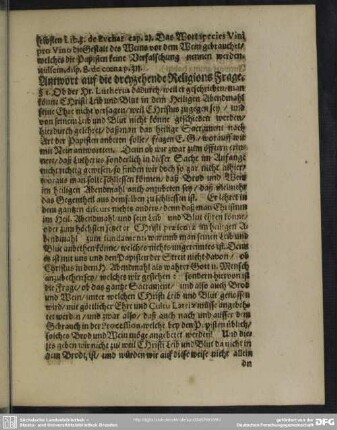 Antwort auf die dreyzehende Religions Frage