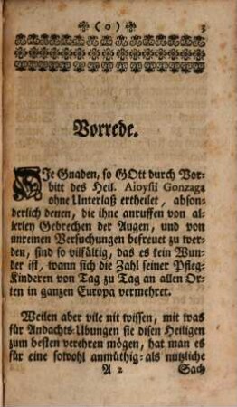 Spiegel der Unschuld Der Christlichen Jugend vorgestellet in einer kurzen Lebens-Beschreibung Des Heiligen Aloysii Gonzaga der Gesellschafft Jesu, Samt einigen Andachts-Ubungen Durch seine Fürbitt verschiedene Gnaden von Gott zu erlangen