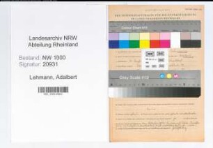 Entnazifizierung Adalbert Lehmann, geb. 30.12.1897 (Kaufm.Angest.)