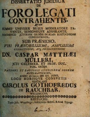 Disp. iur. de foro legati contrahentis