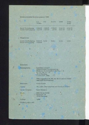 Semestertermine Sommersemester 1995