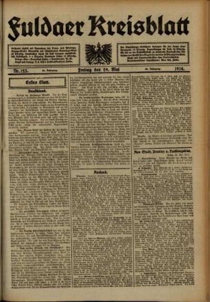 Ausgabe vom Freitag, den 29. Mai 1914.
