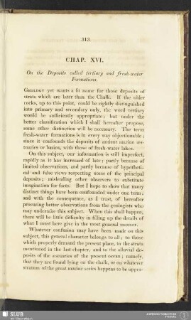 Chap. XVI. On the Deposits called tertiary and fresh-water Formations