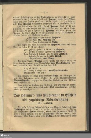 Das Hammer- und Mühlengut zu Ellefeld als zugehörige Nebenbesitzung