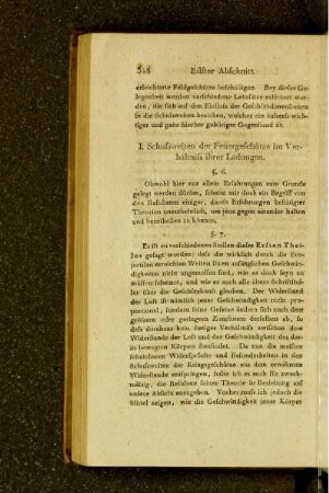 I. Schussweiten der Feuergeschütze im Verhältniss ihrer Ladungen.