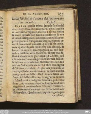 Della felicità de l'anima del terreno carcere liberata. Cap. 6.