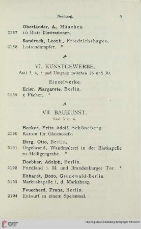 VII: Baukunst (Nr. 2190-2206)
