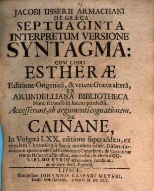 De Graeca Septuaginta Interpretum Versione Syntagma
