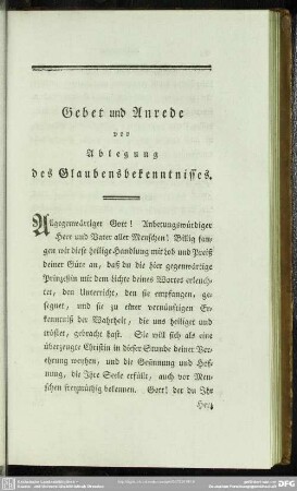 Gebet und Anrede vor Ablegung des Glaubensbekenntnisses