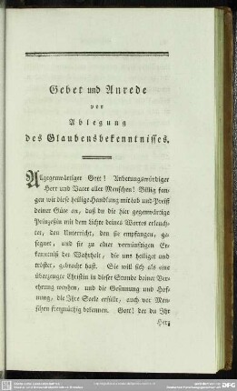 Gebet und Anrede vor Ablegung des Glaubensbekenntnisses