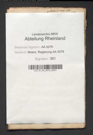 Armenrechnungen der reformierten Gemeine zu Friemersheim