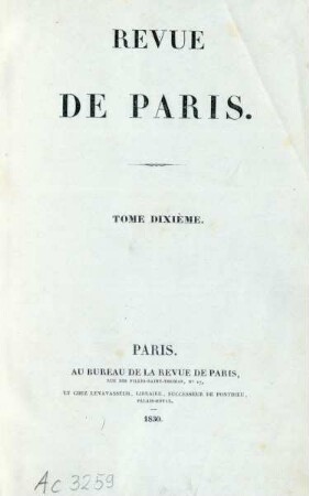 Tome dixième: La Revue de Paris