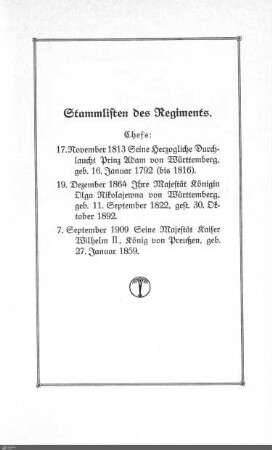 Stammlisten des Regiments