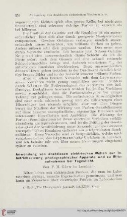 14: Anwendung von drahtlosen elektrischen Wellen zur Inbetriebsetzung photographischer Apparate und zu Blitzaufnahmen bei Tageslicht