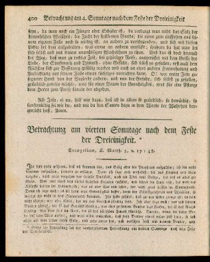 Betrachtung am vierten Sonntage nach dem Feste der Dreieinigkeit