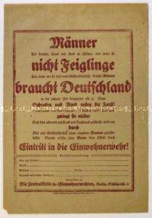 Aufruf zum Eintritt in die Einwohnerwehr