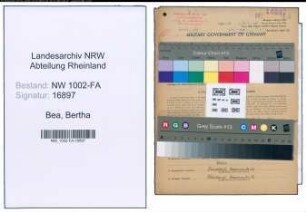 Entnazifizierung Bertha Bea, geb. 03.03.1892 ()