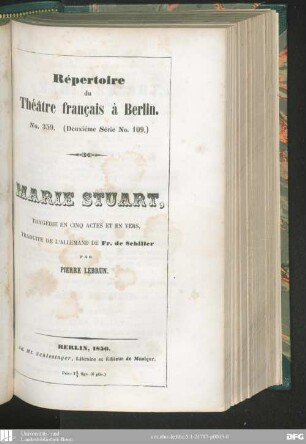 Marie Stuart : tragédie en cinq actes et en vers
