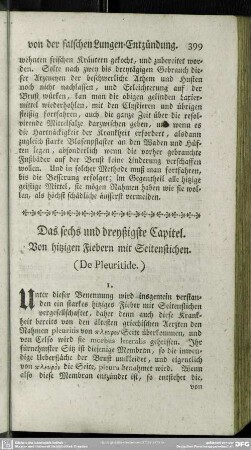 Das sechs und dreyßigste Capitel. Von hitzigen Fiebern mit Seitenstichen. (De Pleuritide.)
