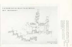 Landwirtschaftliche Schule und Internat (Diplomarbeit bei Bernhard Hermkes): Grundriss Erdgeschoss 1:200