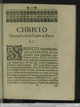 Christo Unitatis Ecclesiae Capite ac Duce