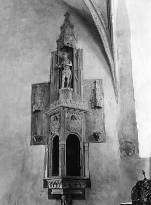 Sakramentshaus : Sakramentshaus. Stein (1660/1780). Pappenheim (Kreis Weißenburg-Gunzenhausen), Pfarrkirche (ehem. Sankt Maria)