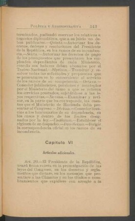 Capítulo VI - Artículos adicionales.