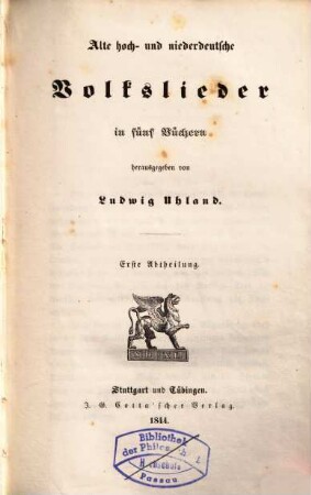 Alte hoch- und niederdeutsche Volkslieder : mit Abhandlung und Anmerkungen, 1