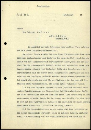 [G. Rodenwaldt] an G. Welter