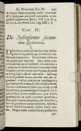 Cap. IV. De Syllogismo secundum Qualitatem.