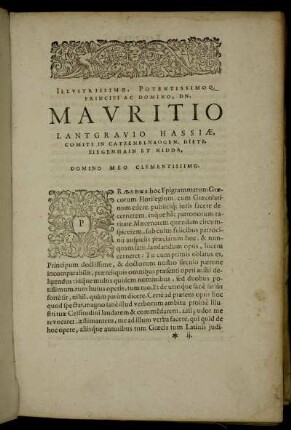 Illustrissimo, Potentissimoq. Principi Ac Domino, Dn. Mauritio Lantgravio Hassiæ [...]