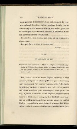 LXXX. Le Landgrave au Roi (11 janvier 1607)