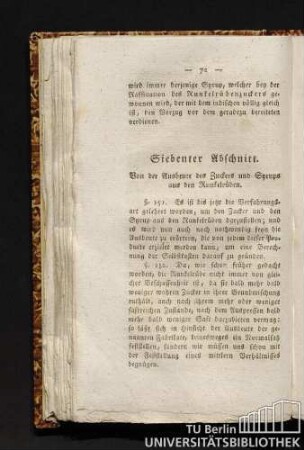 Siebenter Abschnitt. Von der Ausbeute des Zuckers und Syrups aus den Runkelrüben.