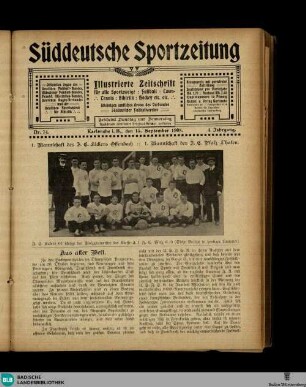 Süddeutsche Sportzeitung : Illustrierte Zeitschrift für Fussball, Leicht-Athletik, Tennis, Hockey, Cricket etc.