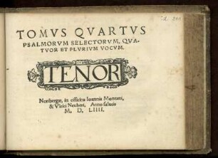 Tomus quartus psalmorum selectorum ... Tenor
