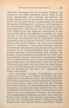 386-392 Professor Otto Schilling zum Gedächtnis