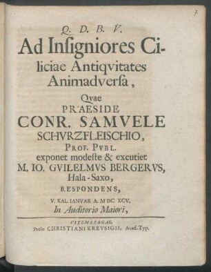 Ad Insigniores Ciliciae Antiquitates Animadversa