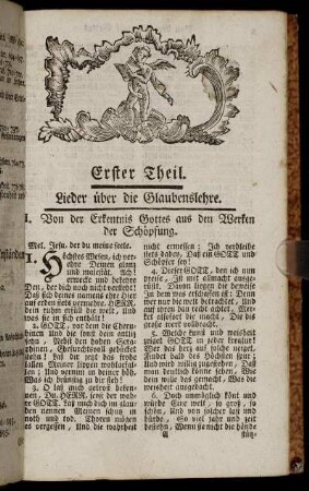 Erster Theil. Lieder über die Glaubenslehre.