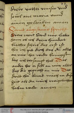 Aurelius Augustinus, ‘Drei Worte’