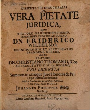 Dissertatio inauguralis de vera pietate iuridica