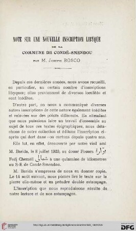 Sér. 5: Note sur une nouvelle inscription libyque de la commune de Condé-Smendou