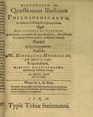 3: Disputationes quaestionum illustrium philosophicarum