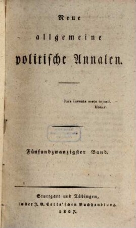 Neue allgemeine politische Annalen, 25. 1827